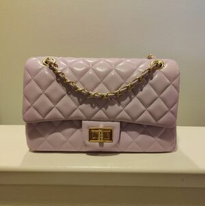 Beautiful Lavendar Purple Shoulder Medium Double Flap Bag